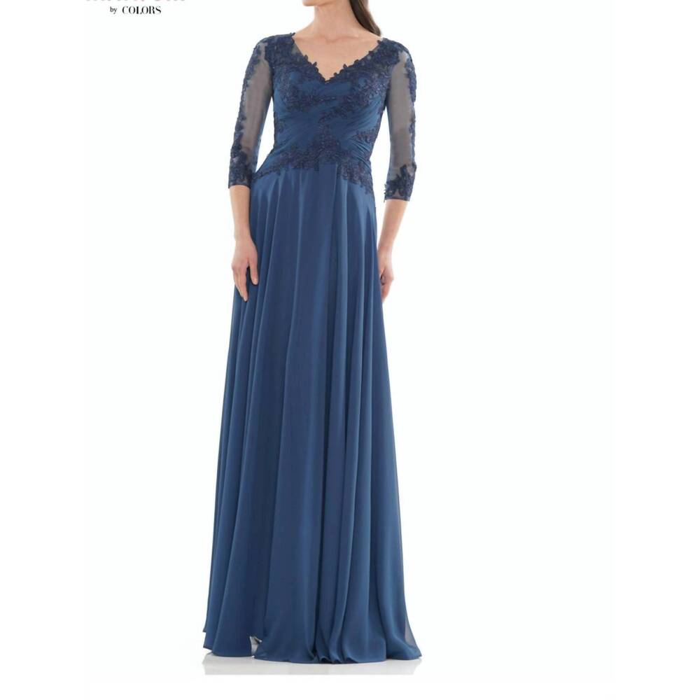NEW COLORS DRESS evening gown in peacock blue